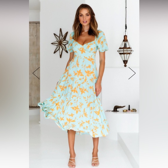 Hello Molly EVERYTHING I DREAMED OF MIDI DRESS TURQUOISE - sold out online - Picture 2 of 7